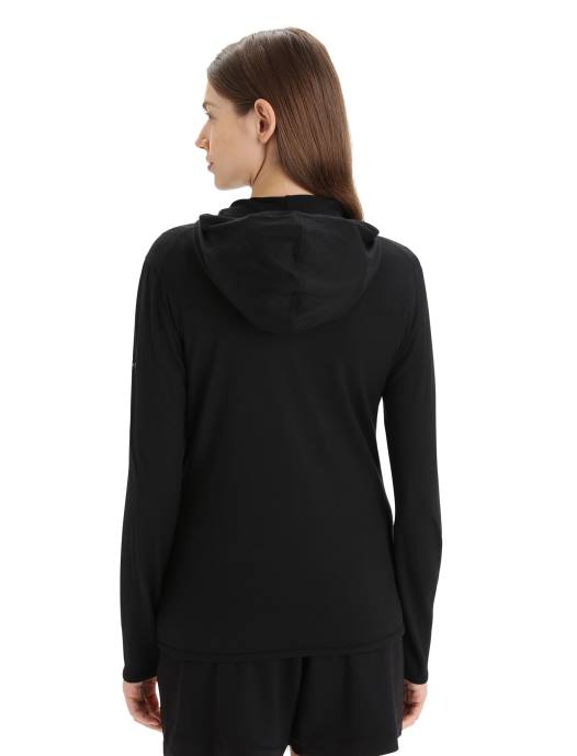 Icebreaker vrouwen merino graanschuur hoodie met lange mouwen en ritszwart XXNJ716 kleding