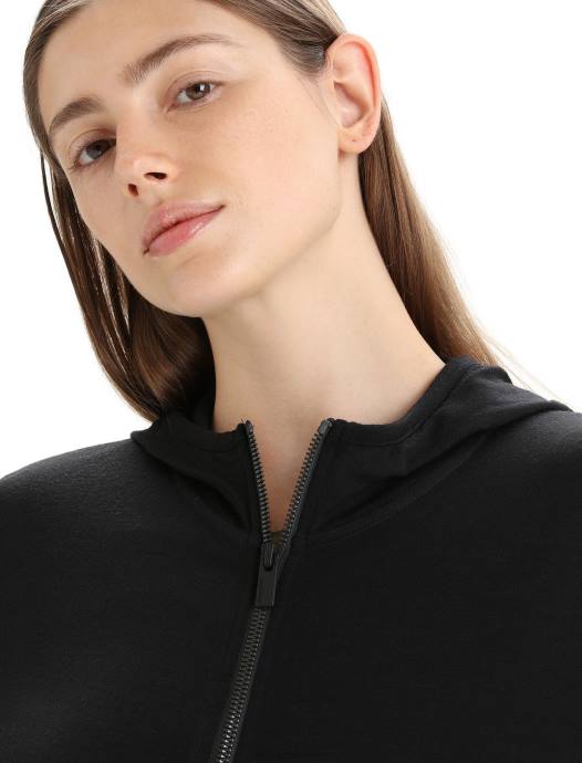 Icebreaker vrouwen merino graanschuur hoodie met lange mouwen en ritszwart XXNJ716 kleding