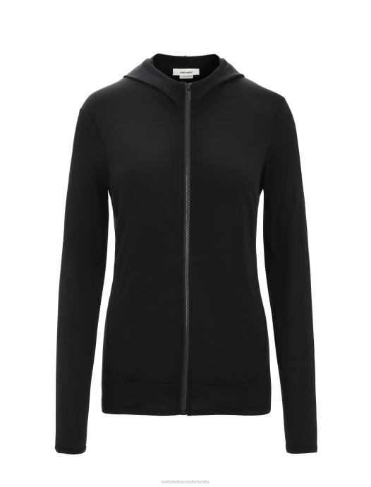 Icebreaker vrouwen merino graanschuur hoodie met lange mouwen en ritszwart XXNJ716 kleding