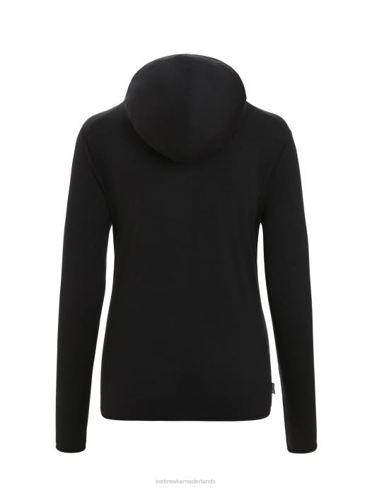 Icebreaker vrouwen merino graanschuur hoodie met lange mouwen en ritszwart XXNJ716 kleding