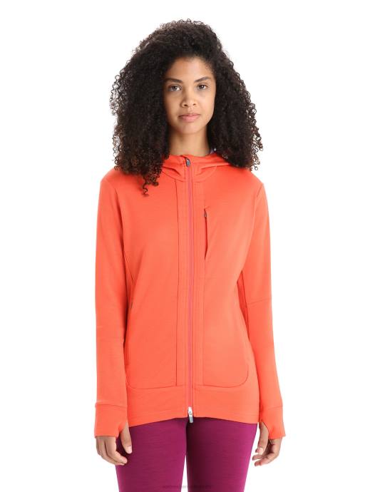 Icebreaker vrouwen merino quantum iii hoodie met rits en lange mouwenlevendige aarde/paarse blik XXNJ700 kleding