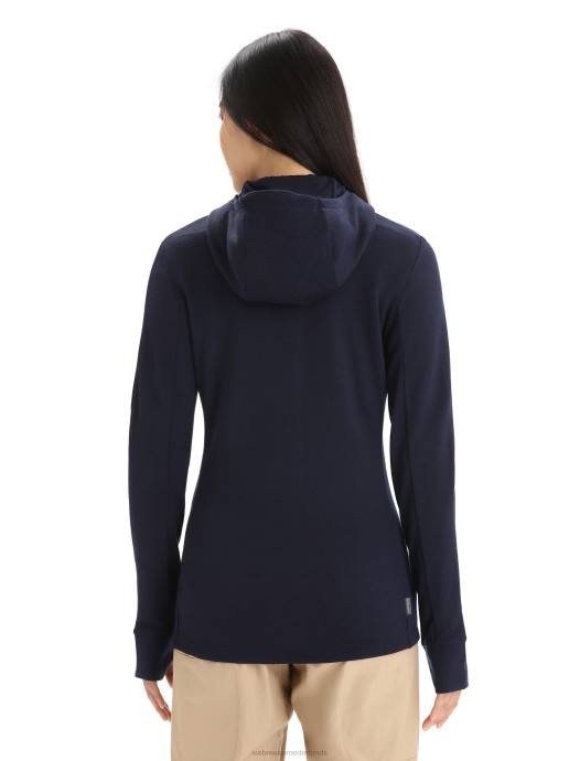 Icebreaker vrouwen merino quantum iii hoodie met rits en lange mouwenmiddernacht marine XXNJ698 kleding