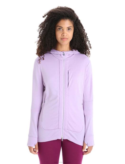 Icebreaker vrouwen merino quantum iii hoodie met rits en lange mouwenpaarse blik/go berry XXNJ699 kleding