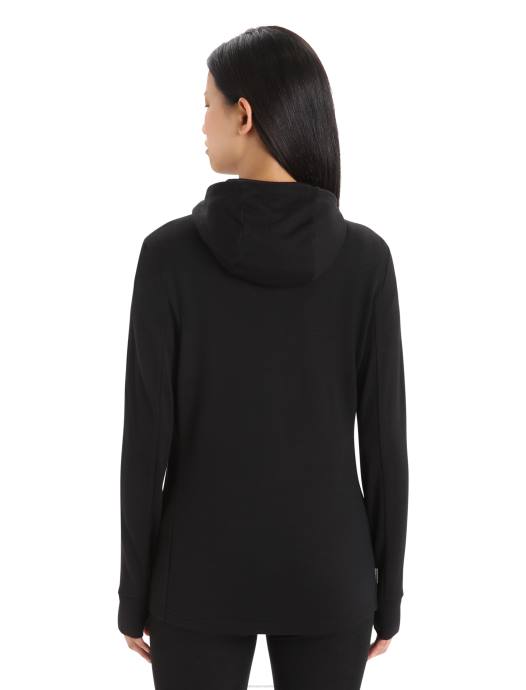 Icebreaker vrouwen merino quantum iii hoodie met rits en lange mouwenzwart XXNJ697 kleding