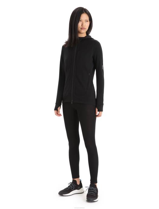 Icebreaker vrouwen merino quantum iii hoodie met rits en lange mouwenzwart XXNJ697 kleding