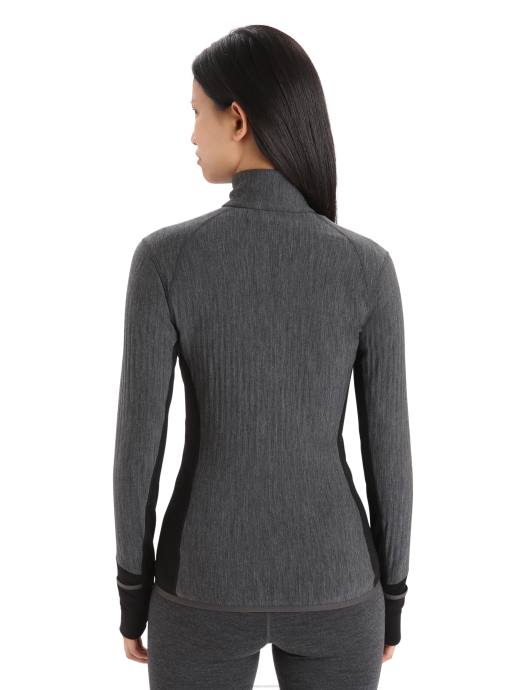 Icebreaker vrouwen realfleece merino afdaalder jack met lange mouwen en ritsjet heide/zwart XXNJ701 kleding