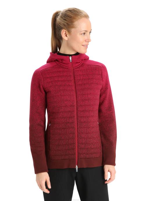 Icebreaker vrouwen zoneknit merino geïsoleerde hoodie met lange mouwen en rits in de dieptekers/espresso XXNJ888 kleding