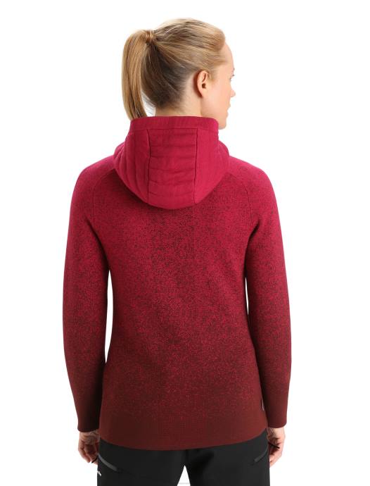 Icebreaker vrouwen zoneknit merino geïsoleerde hoodie met lange mouwen en rits in de dieptekers/espresso XXNJ888 kleding