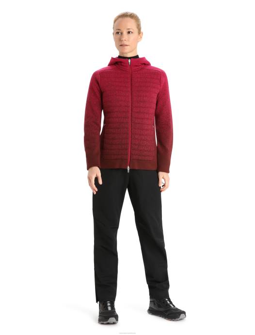 Icebreaker vrouwen zoneknit merino geïsoleerde hoodie met lange mouwen en rits in de dieptekers/espresso XXNJ888 kleding