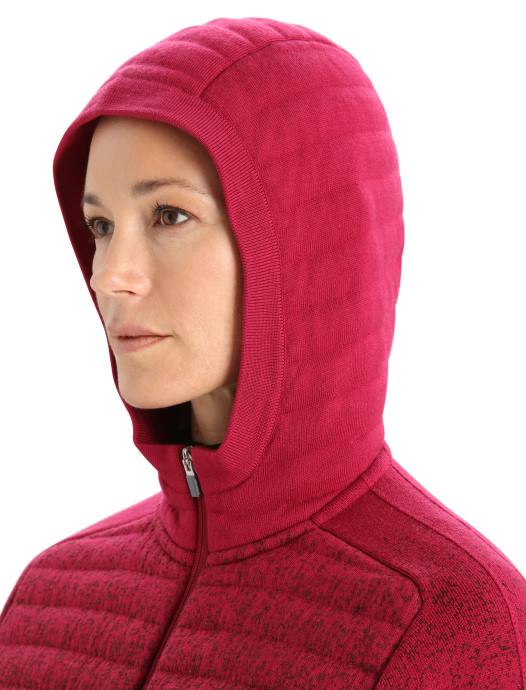 Icebreaker vrouwen zoneknit merino geïsoleerde hoodie met lange mouwen en rits in de dieptekers/espresso XXNJ888 kleding