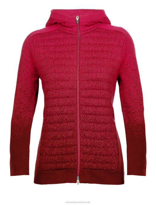 Icebreaker vrouwen zoneknit merino geïsoleerde hoodie met lange mouwen en rits in de dieptekers/espresso XXNJ888 kleding