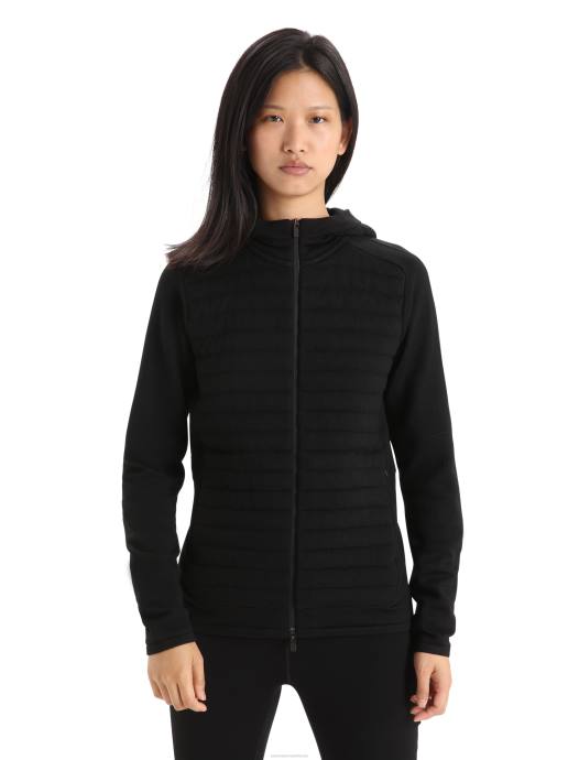 Icebreaker vrouwen zoneknit merino geïsoleerde hoodie met lange mouwen en ritszwart XXNJ711 kleding