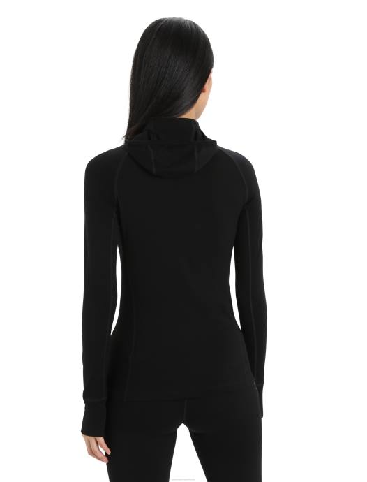 Icebreaker vrouwen zoneknit merino geïsoleerde thermische hoodie met lange mouwenzwart XXNJ597 kleding