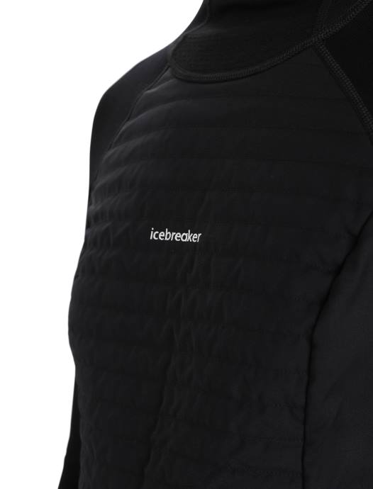 Icebreaker vrouwen zoneknit merino geïsoleerde thermische hoodie met lange mouwenzwart XXNJ597 kleding