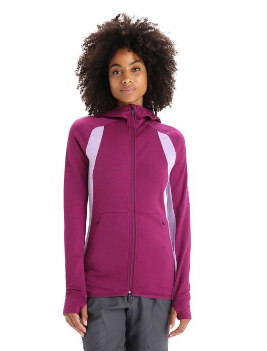 Icebreaker vrouwen zoneknit merino hoodie met lange mouwen en ritsga voor bes/paarse blik XXNJ713 kleding