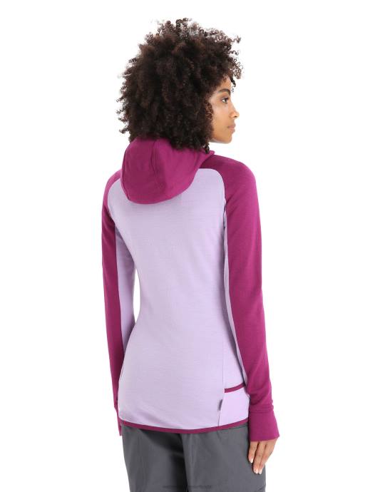 Icebreaker vrouwen zoneknit merino hoodie met lange mouwen en ritsga voor bes/paarse blik XXNJ713 kleding