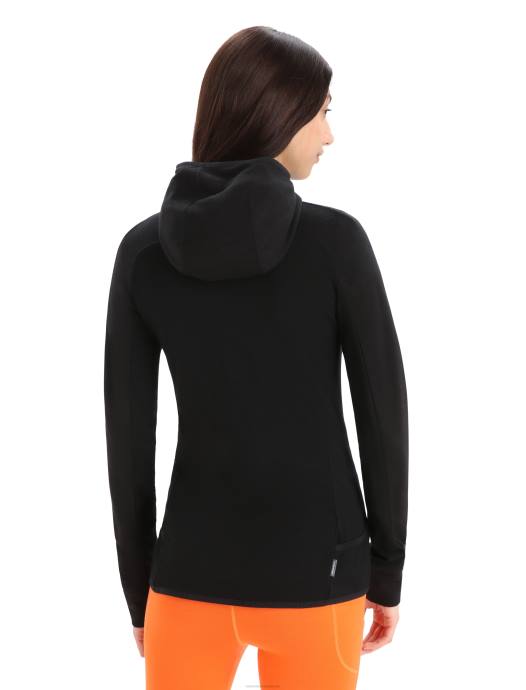 Icebreaker vrouwen zoneknit merino hoodie met lange mouwen en ritszwart XXNJ712 kleding