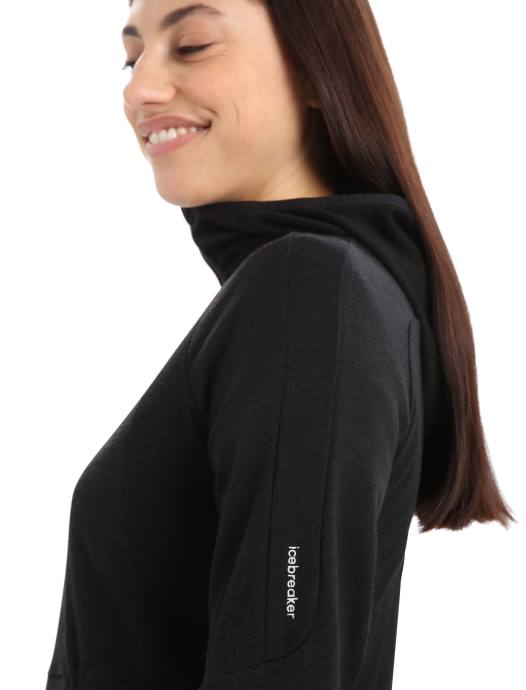 Icebreaker vrouwen zoneknit merino hoodie met lange mouwen en ritszwart XXNJ712 kleding