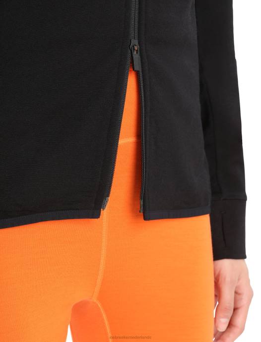 Icebreaker vrouwen zoneknit merino hoodie met lange mouwen en ritszwart XXNJ712 kleding