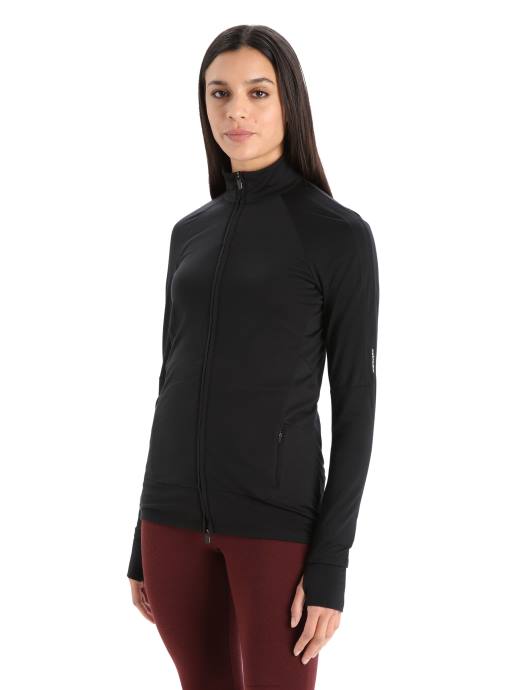 Icebreaker vrouwen zoneknit merino jack met rits en lange mouwenzwart XXNJ718 kleding