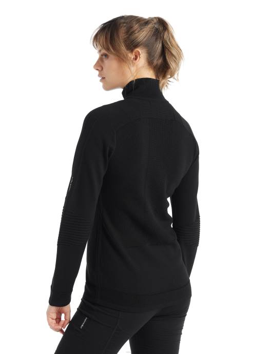 Icebreaker vrouwen zoneknit merino lange mouw halve ritszwart XXNJ724 kleding