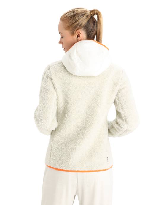 Icebreaker vrouwen realfleece merino hoogpolige capuchon met lange mouwen en ritsecru heide/sneeuw XXNJ876 kleding