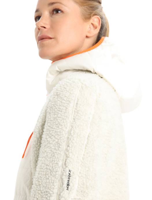 Icebreaker vrouwen realfleece merino hoogpolige capuchon met lange mouwen en ritsecru heide/sneeuw XXNJ876 kleding