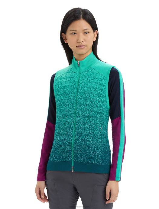 Icebreaker vrouwen zoneknit merino geïsoleerd vest in de dieptefrisse/groene glorie XXNJ682 kleding