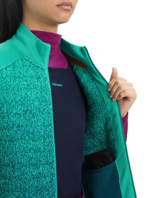 Icebreaker vrouwen zoneknit merino geïsoleerd vest in de dieptefrisse/groene glorie XXNJ682 kleding