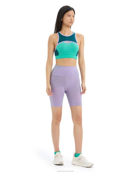 Icebreaker vrouwen merino fastray short met hoge taille rasterlijnenpaarse blik/fris XXNJ745 kleding