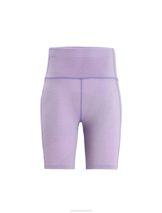 Icebreaker vrouwen merino fastray short met hoge taille rasterlijnenpaarse blik/fris XXNJ745 kleding