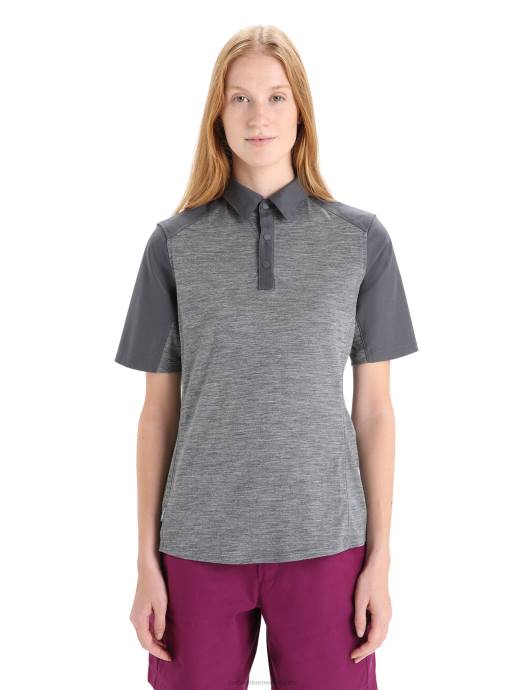 Icebreaker vrouwen Merino hike top met korte mouwengritstone heide/moesson XXNJ650 kleding