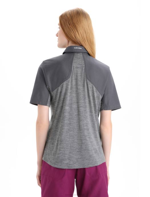 Icebreaker vrouwen Merino hike top met korte mouwengritstone heide/moesson XXNJ650 kleding