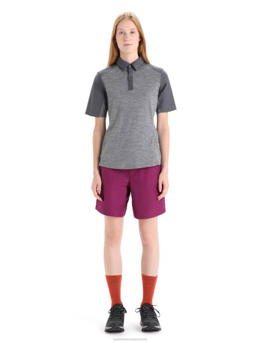 Icebreaker vrouwen Merino hike top met korte mouwengritstone heide/moesson XXNJ650 kleding