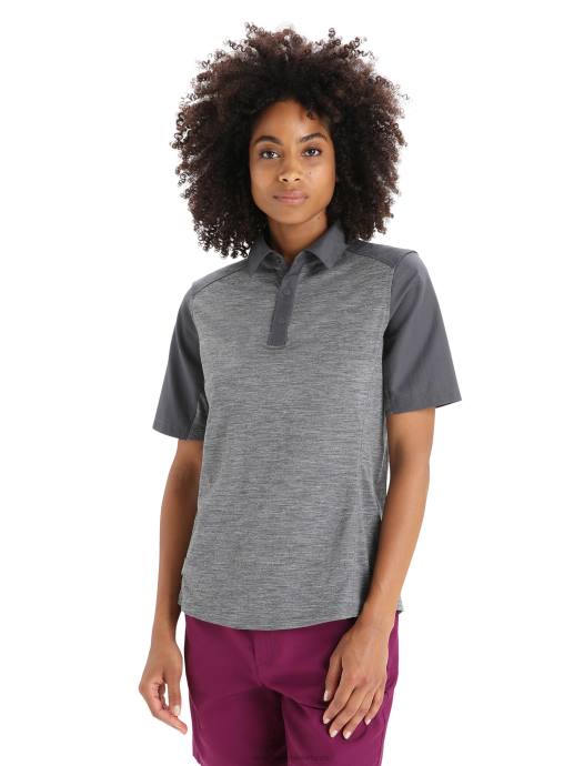 Icebreaker vrouwen Merino hike top met korte mouwengritstone heide/moesson XXNJ650 kleding