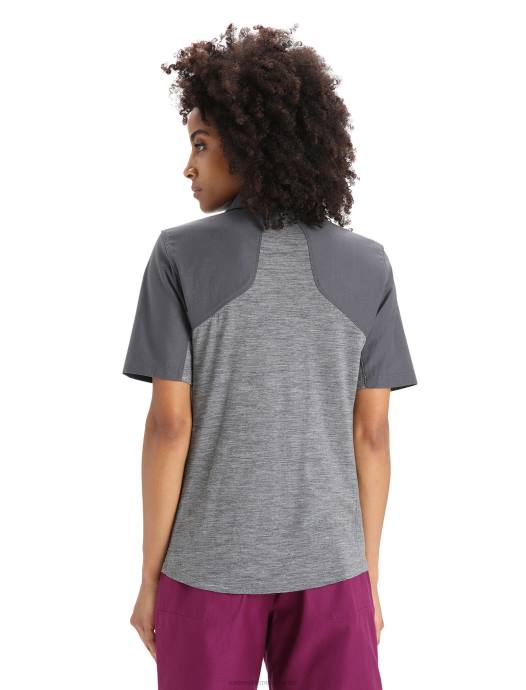 Icebreaker vrouwen Merino hike top met korte mouwengritstone heide/moesson XXNJ650 kleding