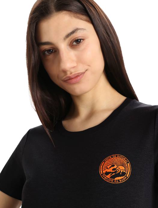 Icebreaker vrouwen merino centraal klassiek t-shirt met korte mouwen move to natural mountainzwart XXNJ831 kleding