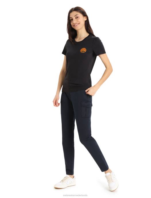 Icebreaker vrouwen merino centraal klassiek t-shirt met korte mouwen move to natural mountainzwart XXNJ831 kleding