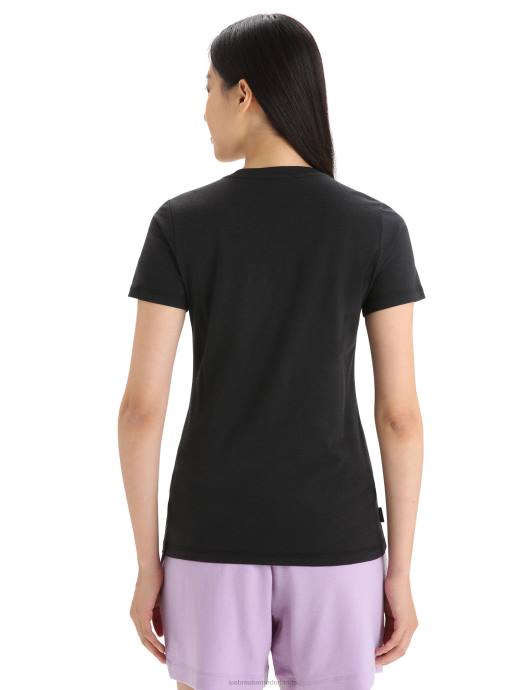 Icebreaker vrouwen merino central klassiek T-shirt met korte mouwen caravan lifezwart XXNJ662 kleding