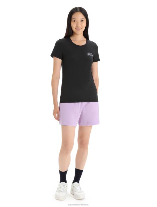 Icebreaker vrouwen merino central klassiek T-shirt met korte mouwen caravan lifezwart XXNJ662 kleding