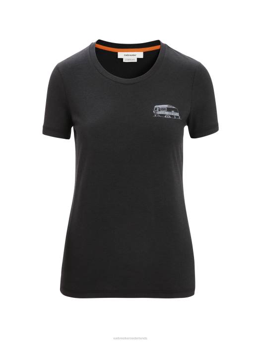 Icebreaker vrouwen merino central klassiek T-shirt met korte mouwen caravan lifezwart XXNJ662 kleding