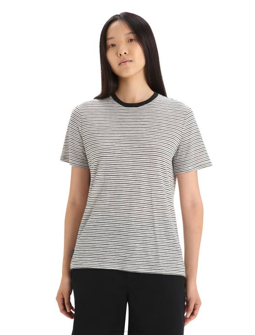 Icebreaker vrouwen merino linnen t-shirt met korte mouwen streepsneeuw/zwart XXNJ644 kleding