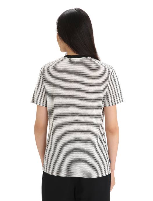 Icebreaker vrouwen merino linnen t-shirt met korte mouwen streepsneeuw/zwart XXNJ644 kleding