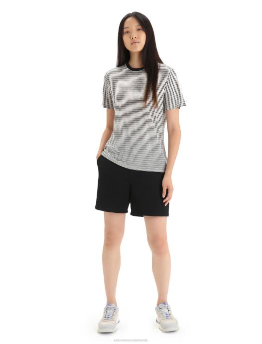 Icebreaker vrouwen merino linnen t-shirt met korte mouwen streepsneeuw/zwart XXNJ644 kleding