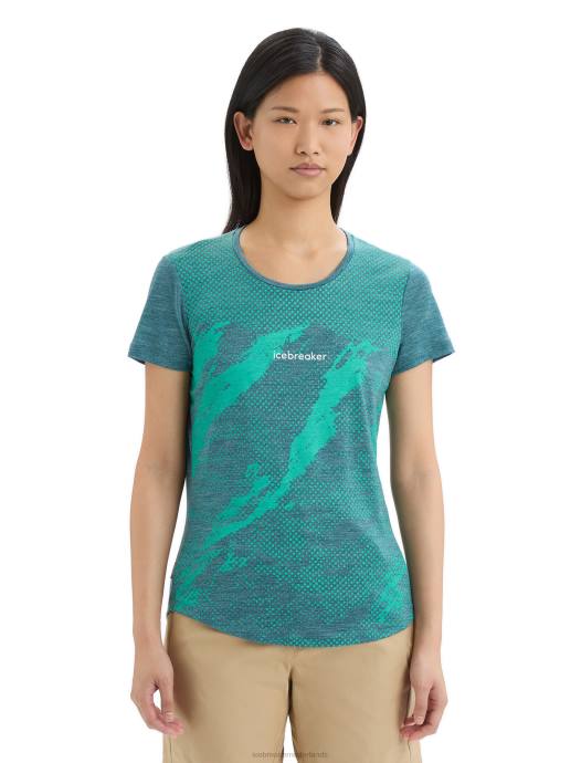 Icebreaker vrouwen merino sphere ii trail-t-shirt met korte mouwengroene glorie heide XXNJ661 kleding