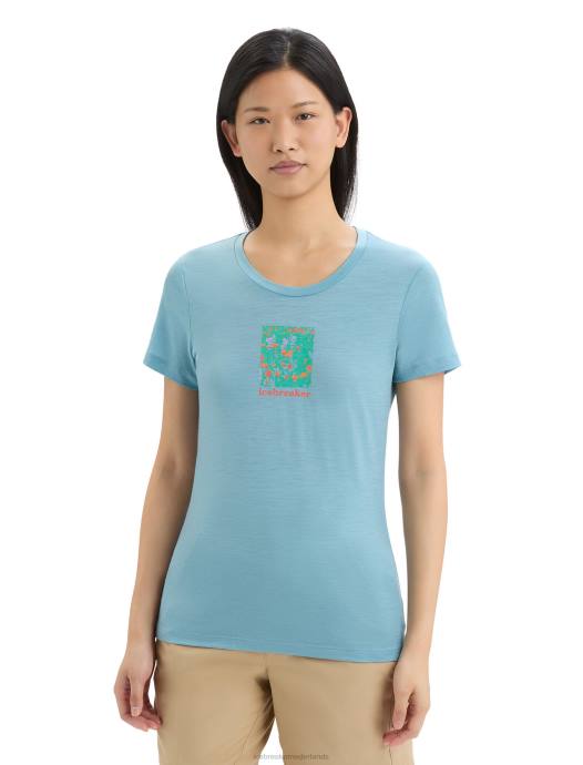 Icebreaker vrouwen merino tech lite ii T-shirt met korte mouwen Wildflower Bloomastraal blauw XXNJ645 kleding