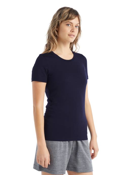 Icebreaker vrouwen merino tech lite ii T-shirt met korte mouwenmiddernacht marine XXNJ602 kleding