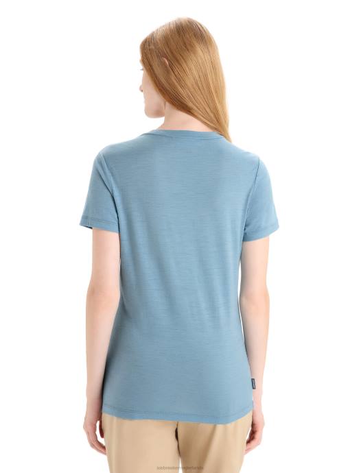Icebreaker vrouwen merino tech lite ii scoop t-shirt met korte mouwen en reflectielijnenastraal blauw XXNJ627 kleding