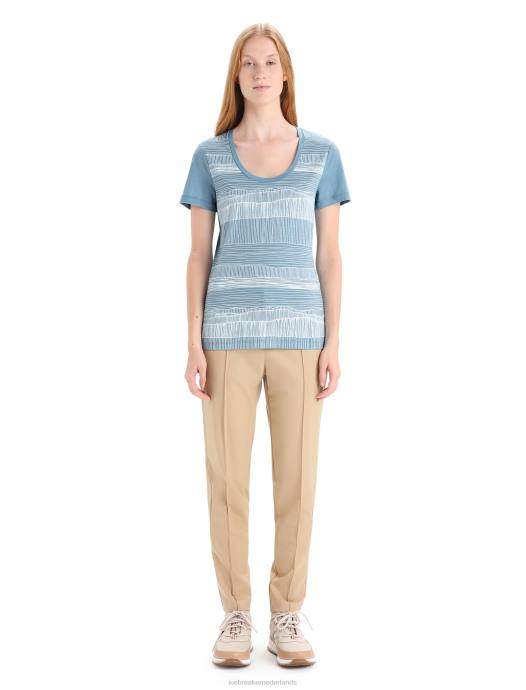 Icebreaker vrouwen merino tech lite ii scoop t-shirt met korte mouwen en reflectielijnenastraal blauw XXNJ627 kleding