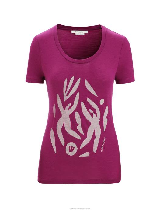 Icebreaker vrouwen merino tech lite ii scoop t-shirt met korte mouwen nature celebrationga bes XXNJ631 kleding